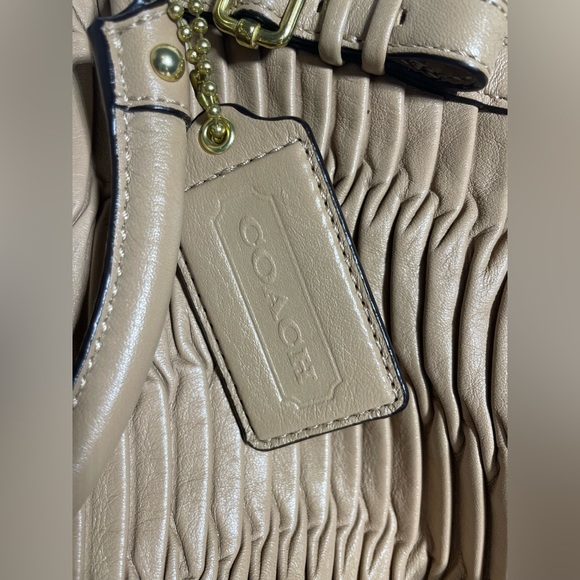 COACH F1182 Sophia Madison Beige Ruched Leather Large Tote Shoulder Bag - Picture 11 of 11